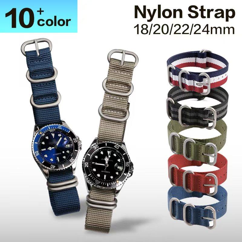 18mm20mm22mm24mm Nylon Woven Canvas NATO Watchband Strap Fine Steel Needle Buckle Universal Bracelet for SEIKO IWC Citizen 2028