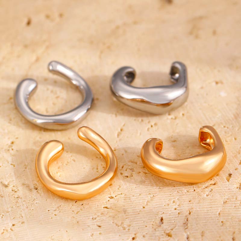 Fashion Metal C-Shaped Chunky Ear Clip Earrings for Women Men Simple Gold Color Non-Piercing Ear Cuff Earrings Jewelry Gifts