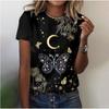 Sommer Rundhals 3D Bunter Schmetterling auf Schwarzem Hintergrund Druck Top Modische Lässige Kurzarm Damen T-Shirts