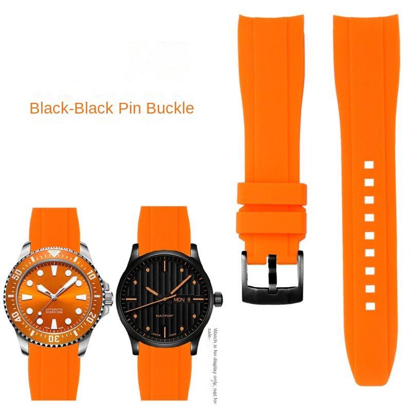 Pulseira de Borracha com Ponta Curva Para Rolex Water Ghost Seiko Mido helmsman Casio swordfish arco à prova d'água mergulho pulseira de relógio de silicone 22mm