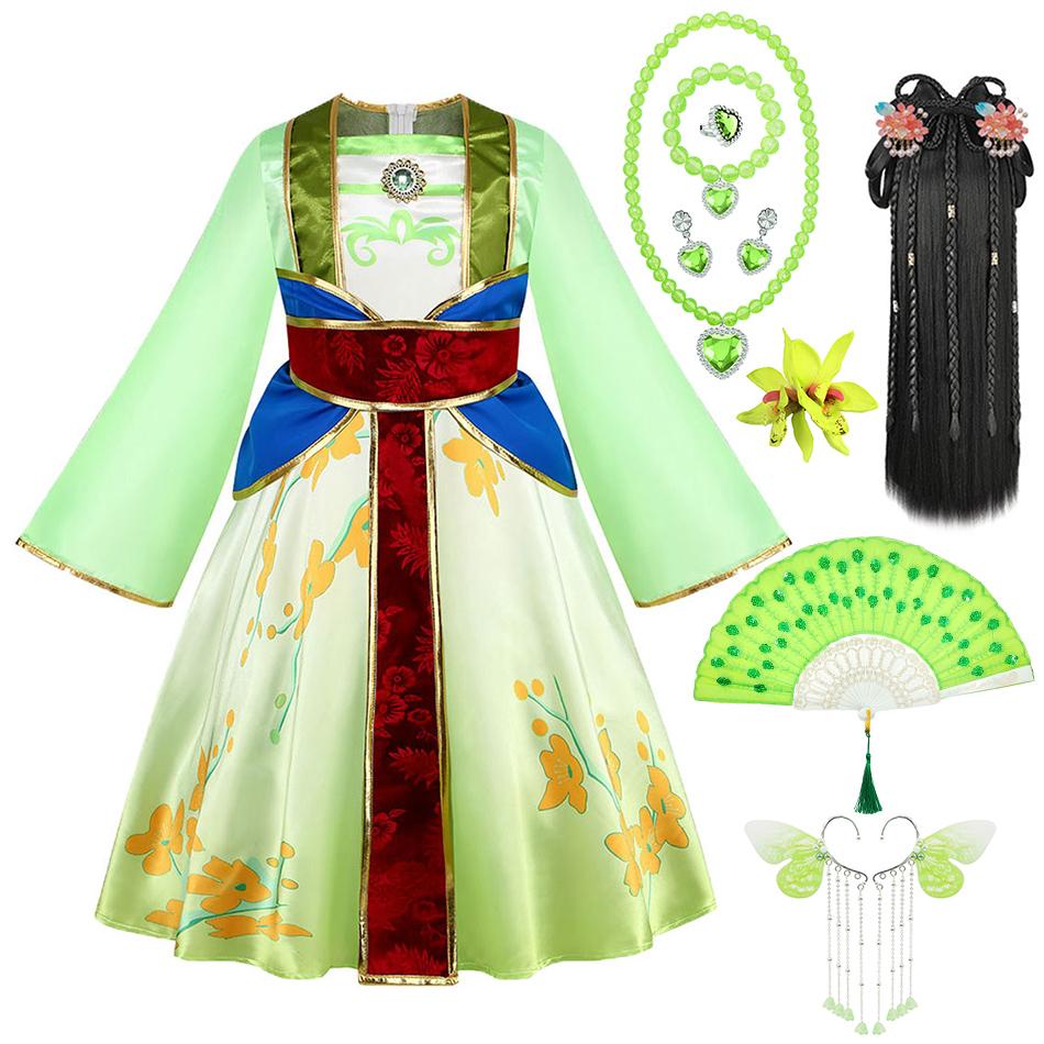 Enfants Mulan Cosplay Robe de Princesse Filles Style Chinois Hanfu Costume Traditionnel Enfants Anniversaire Fête de Carnaval Vêtements de Fée