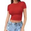 Women's 2026 Summer Crop Top: European & American Style, Exposed Navel, Short Sleeve, Plus Size