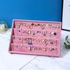 Storage Pink Earring Display Tray Stackable Rectangular Fabric Jewelry Box  Ring