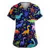 Women's Fashion Short Sleeve Cute Animal Printed V-Neck Pocket Workwear Tops