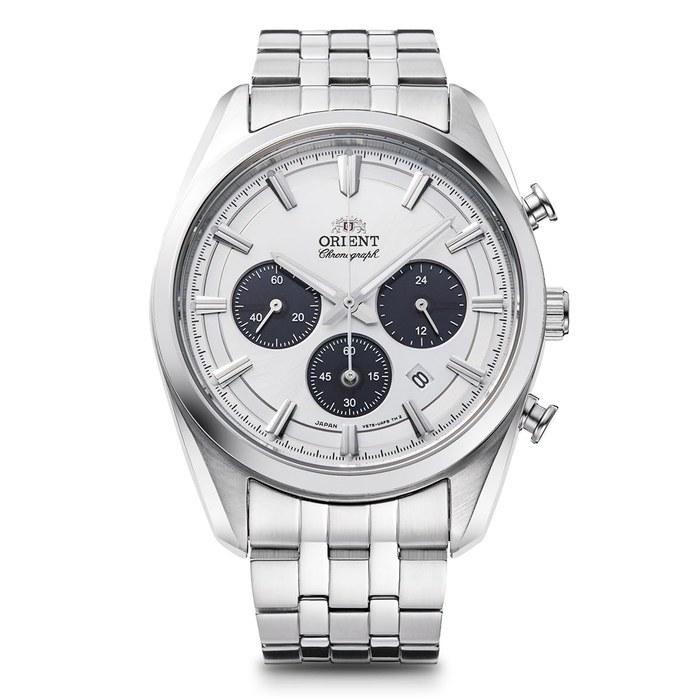[Orient] Orient Stretto RN-TX0305S Solar Chronograph - White (Silver Band)