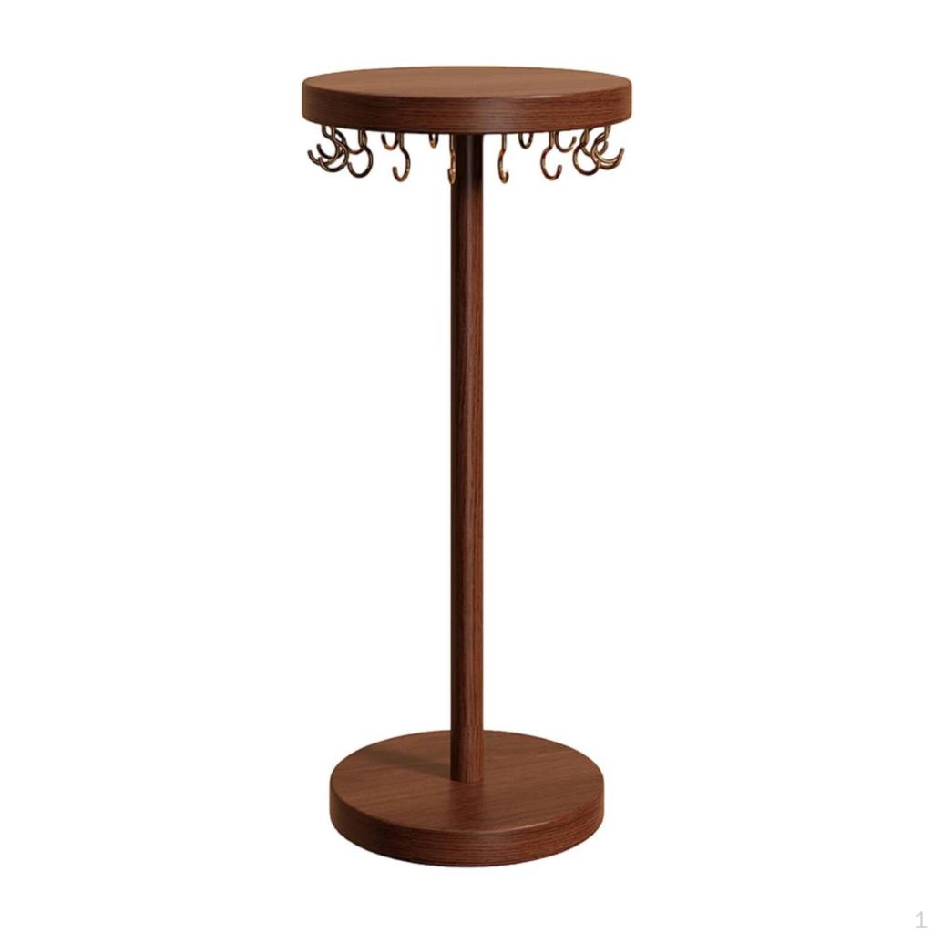 Jewelry Display Stand with Wooden Base Tabletop Hooks Freestanding Necklace
