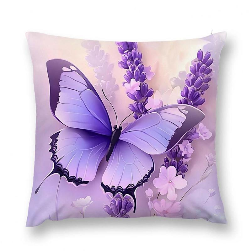 Purple Butterflies and Lavender Patterned Cushions Square polyester pillowcase, modern sofa decorative cushion cover