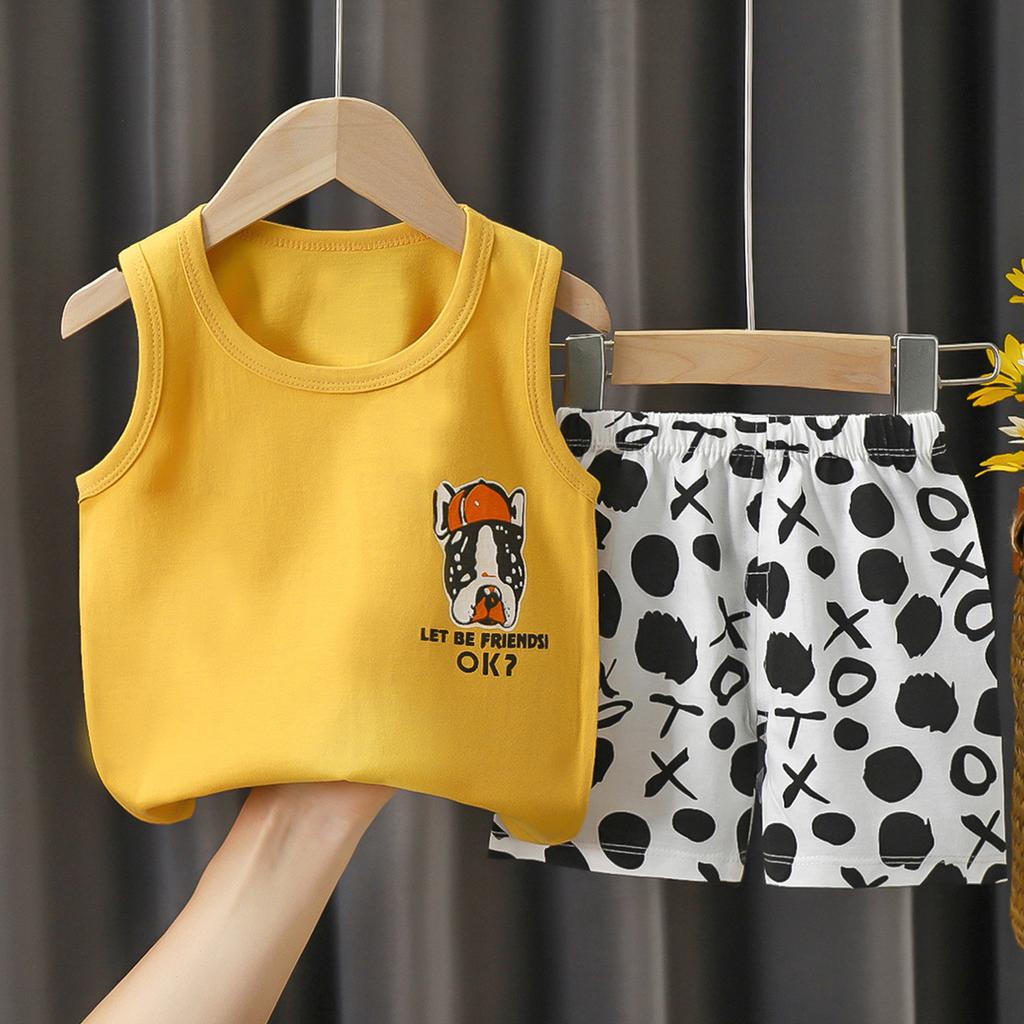 Children's Vest Set Boys' Shorts Summer Cotton New Baby Clothes Girls' Summer Clothes Summer Clothes Children's Clothes