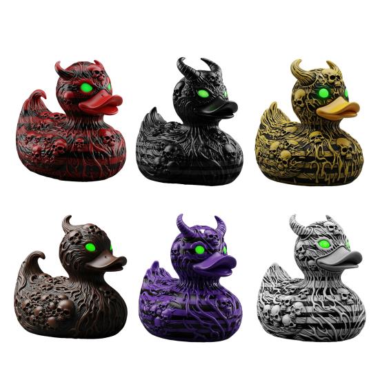 Devil Skull Duck Figurine Gothic Punk Halloween Duck Ornament Resin Demon Duck