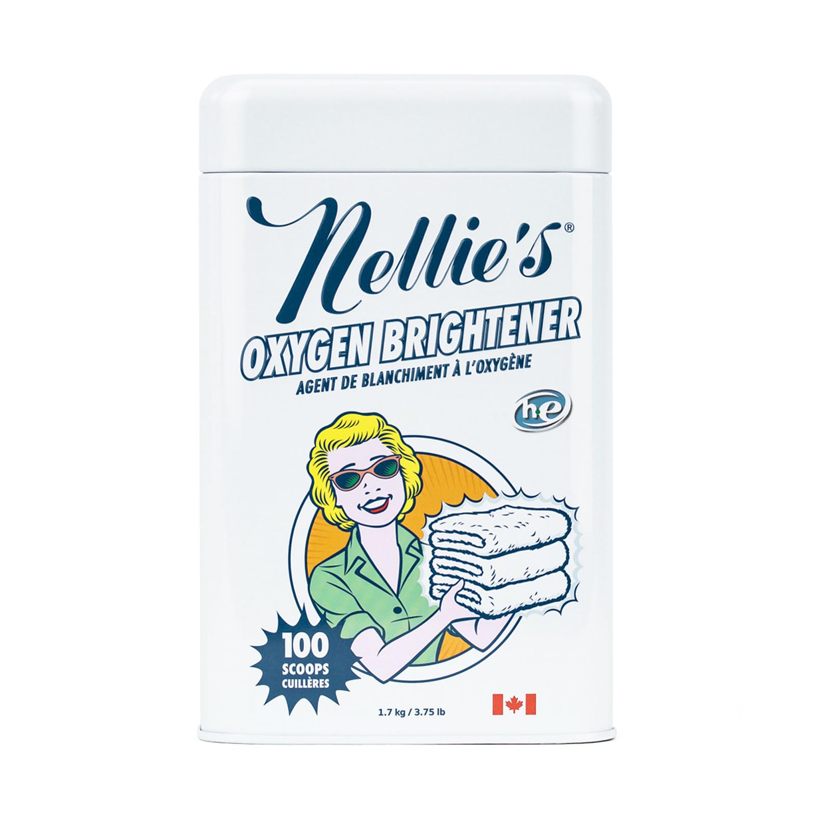 

Oxygen Brightener Powder Approximately 100 Suitable for Colored and Patterned Fabrics and Odor Gentle on Large Popular Canadian Brand Nellie s 100,