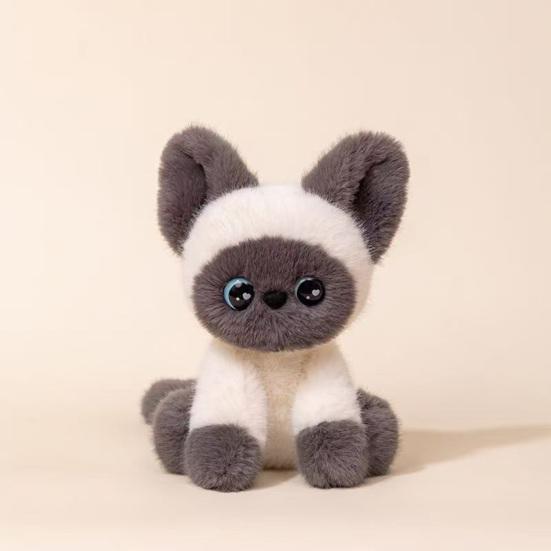 Boneca de Gato Realista Siamês Tricolor Brinquedo de Pelúcia Animal de Pelúcia Macio Amigo de Mesa Fofo e Presente de Apoio Emocional