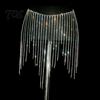 Belly Dance Waist Jewelry Rhinestone Tassel Chain for Women, Sparkly Sexy Body Skirt-Style Disco Party Hip Accessory, Elastic Belt Stage Performance