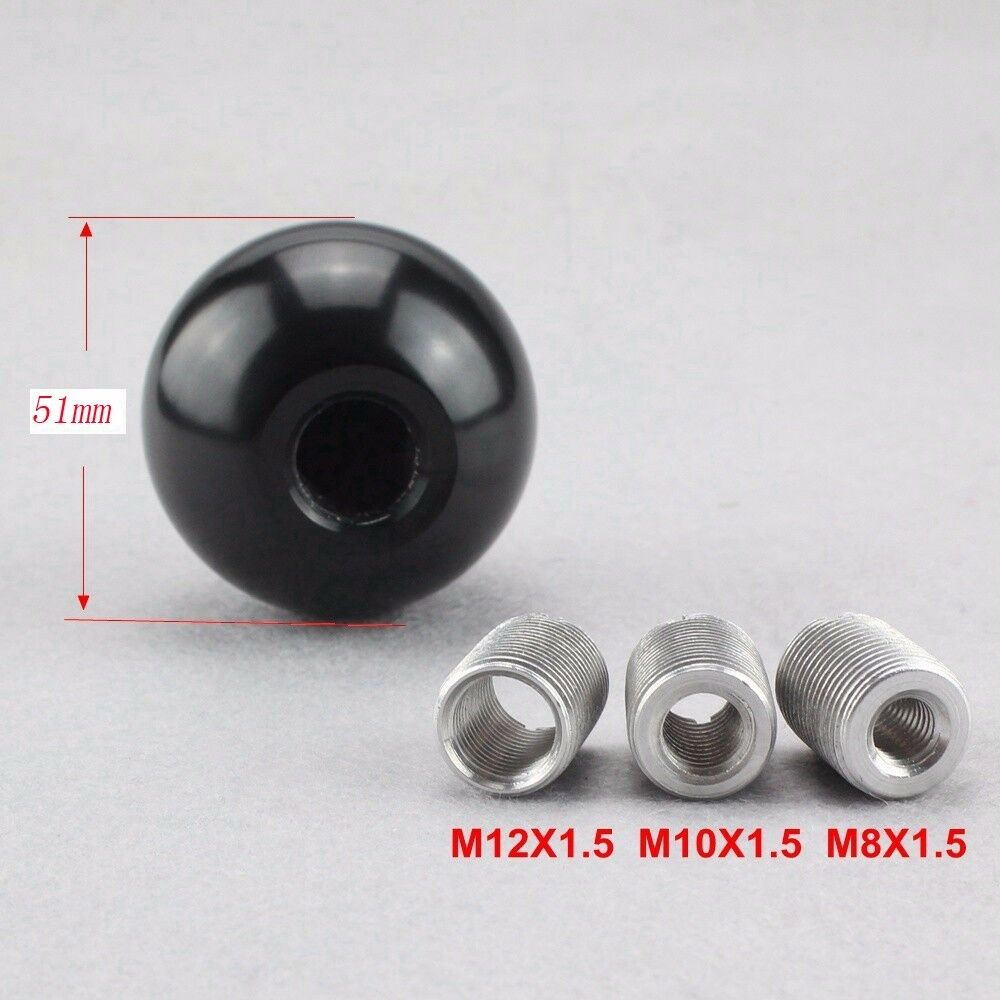 Black Aluminum 5 Speed Ball Manual Gear Shift Knob Shifter Lever Head w/ Adapter