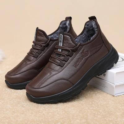 Dames Katoenen Schoenen 2024 Winter Nieuwe Warme Sneeuwlaarzen Middelbare Leeftijd Ouderen Casual Comfort Pluche Warm Vetersluiting Wandelen Katoenen Schoenen