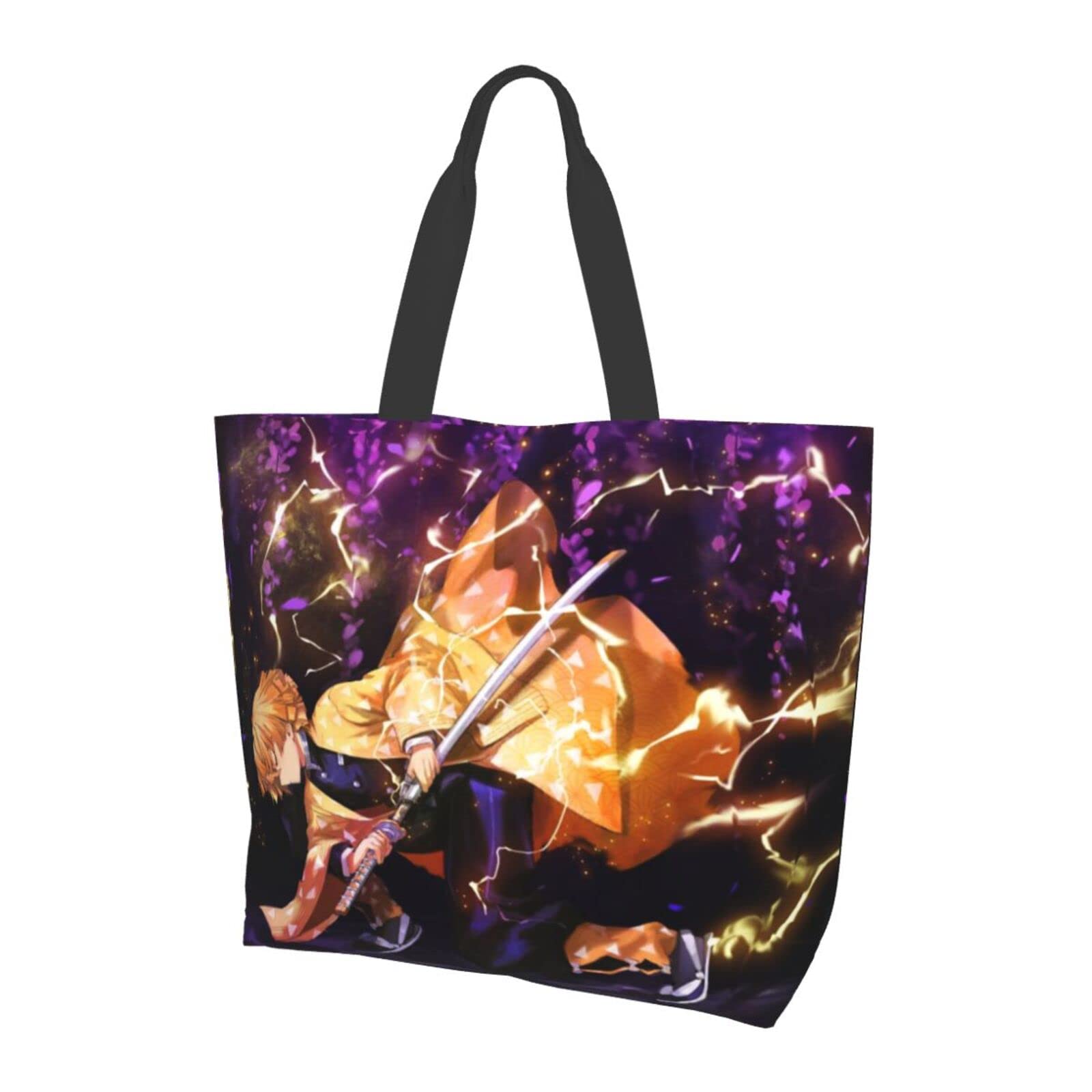 

MINIER Demon Slayer Kimetsu no Yaiba Women’s Tote Bag, Waterproof Lightweight Polyester Shoulder Bag, White, 50×40×15cm Anime Merchandise