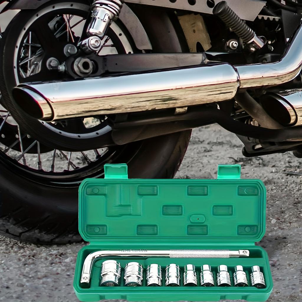 12 Pieces Set of Ratchet Wrench Sockets Set,1/2 Inch Drive with Way Quick Released Ratchet Handle and Bent rod,Mechanic Tool Kit