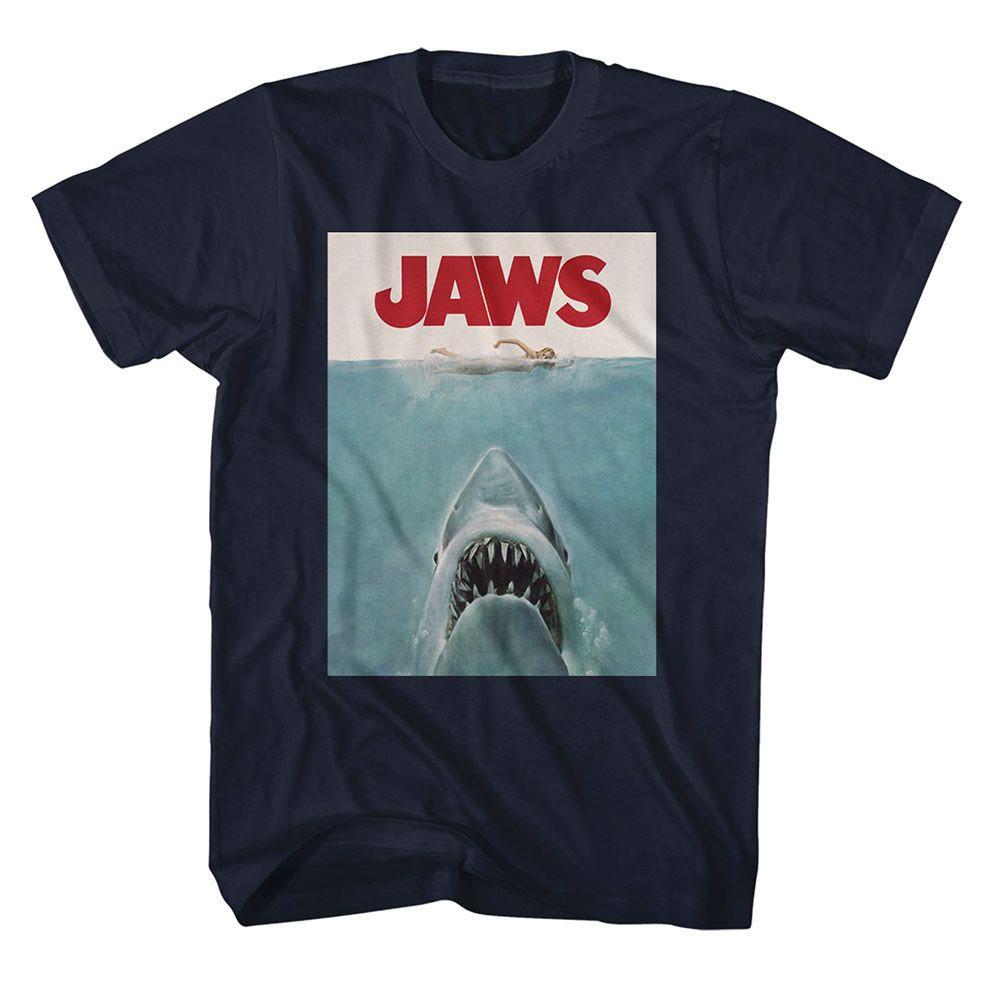 Men s Jaws Jaws Poster T-shirt Small Navy 4XL