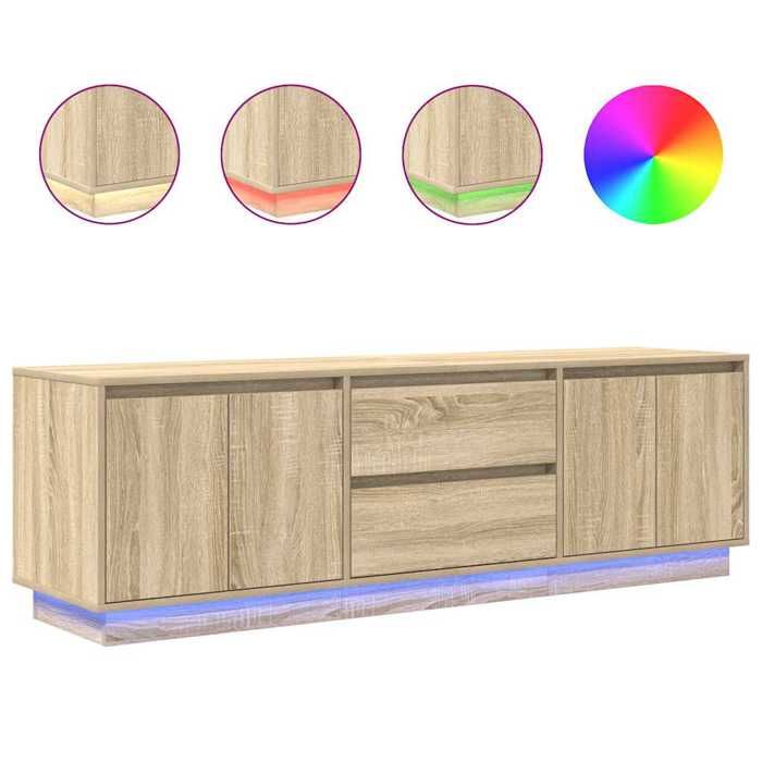 VidaXL Meuble TV avec lumières LED chêne sonoma 160,5x41x50 cm, support TV, meuble télé, meuble multimédia, banc TV, meuble 3328428