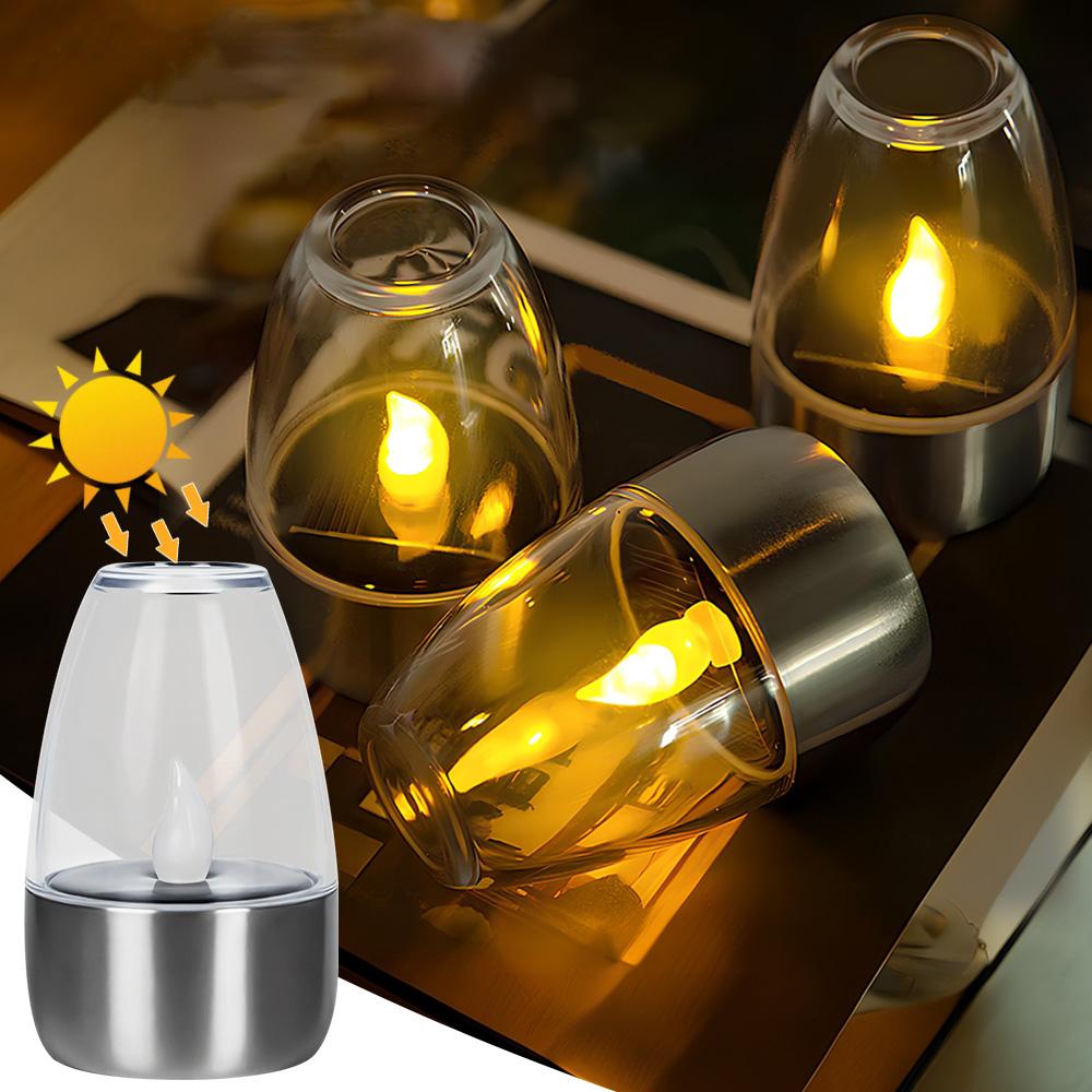 1/4PCS Rechargeable Night Lights LED Solar Candles Light Flameless for Wedding Party Garden Decoration Outdoor Waterproof Lamp