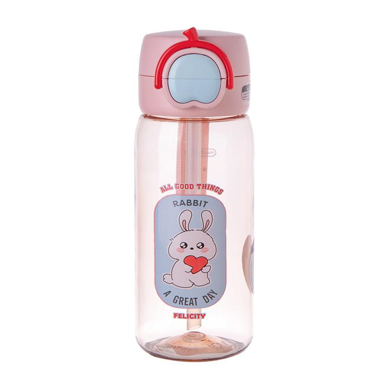 Water bottle plastic water cup Tritan new summer cute boys and girls high value drink cup portable straw children