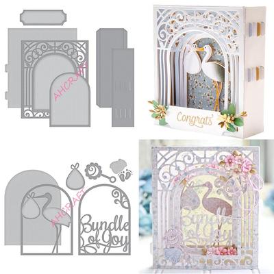 2024 3D Christmas Scene Frame Cutting Dies, 2-Piece Metal Set for DIY Scrapbooking
