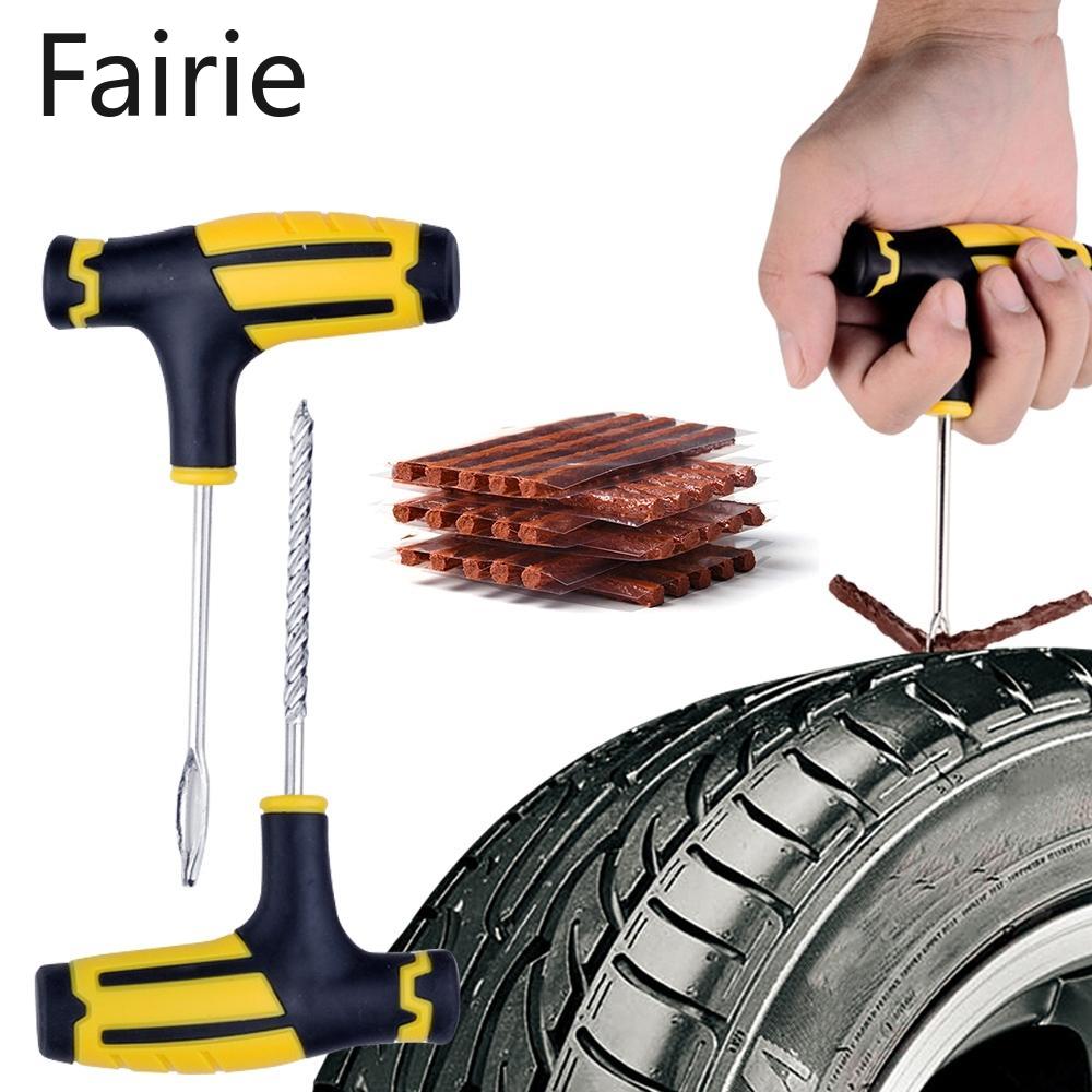 Car Tire Repair Tools Kit with Rubber Strips Tubeless Tyre Puncture Studding Plug Set for Truck Motorcycle Fairie