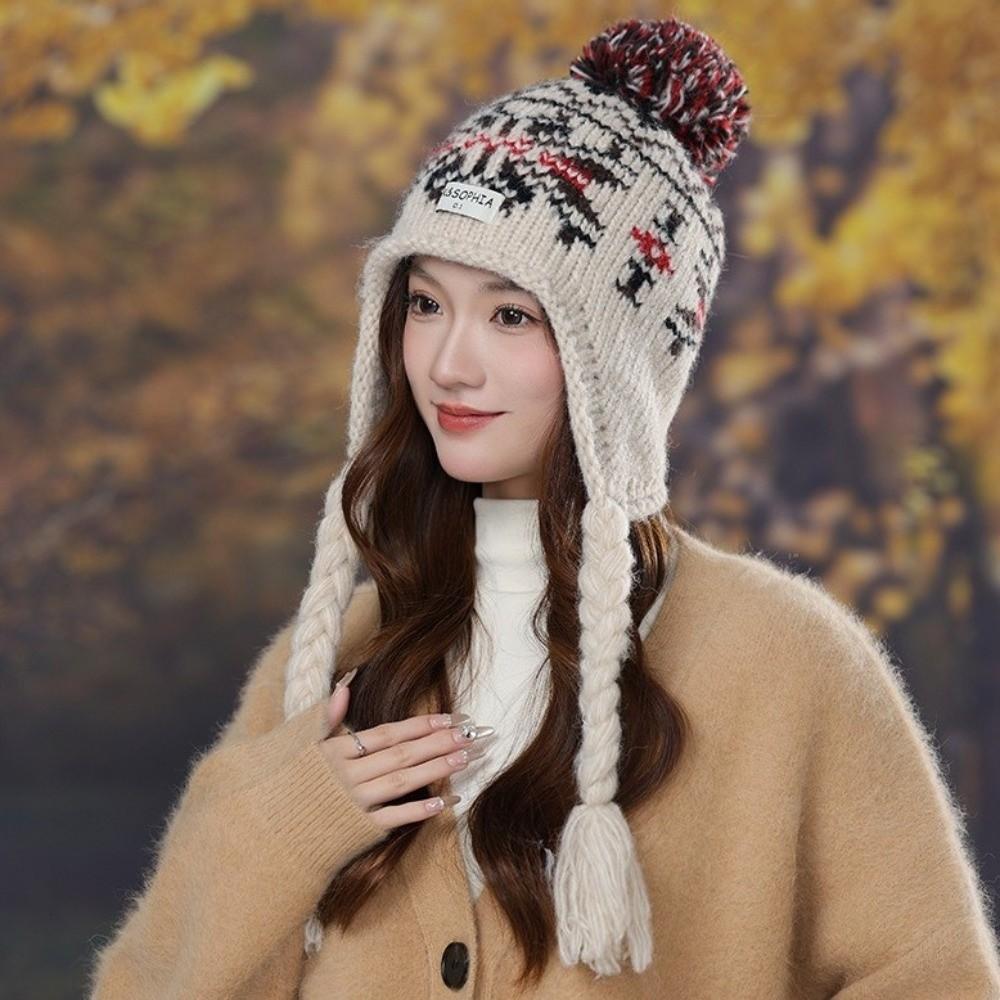 Weave Ear Protection Cap Y2k Women Wool Cap Cute Knitted Beanies Caps Autumn Winter