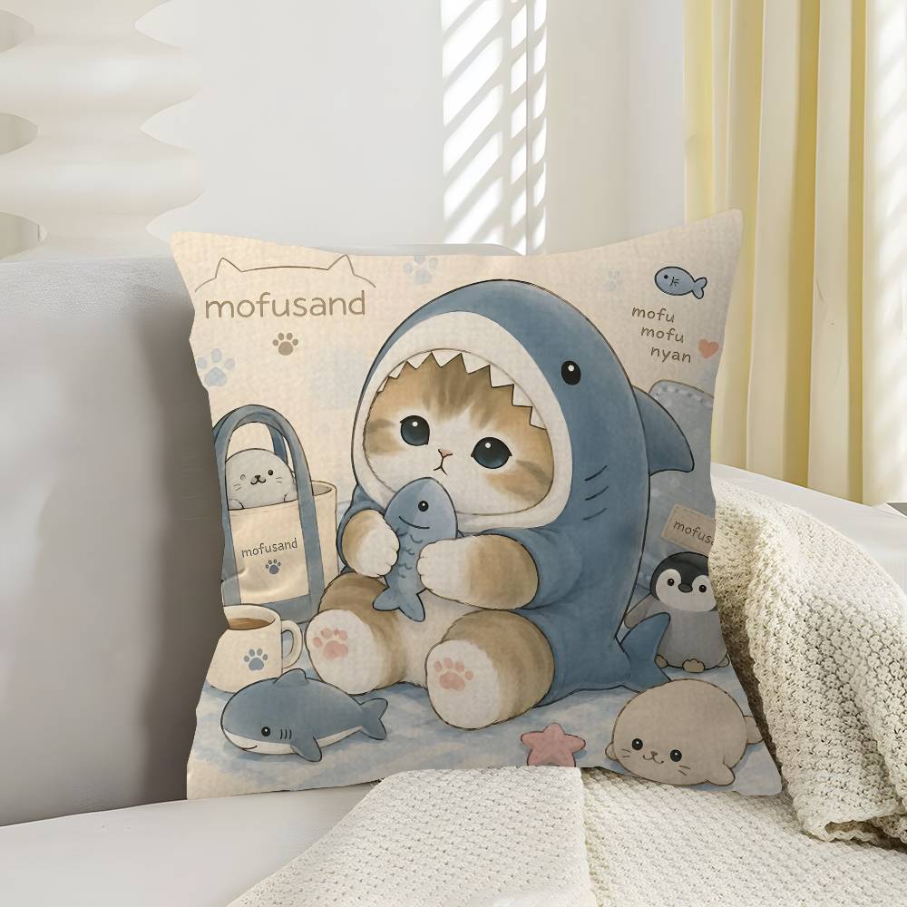 M-Mofusand-Cat Pillow Cover for Bedroom Room and Living Room Sofa Decorative Cushion Cover