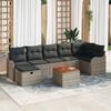 Garden Sofa Set with Cushions and Storage 8 pcs Grey Poly Rattan