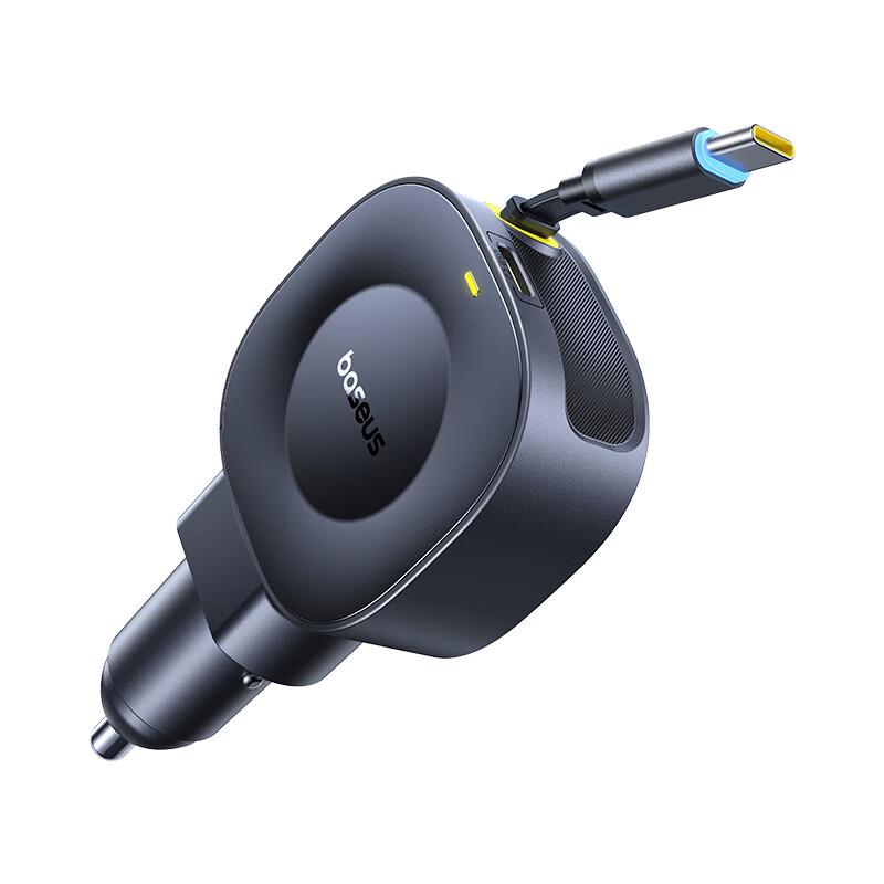 Baseus 30W Dual-Port Car Charger with Retractable Cable