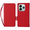 For Xiaomi Redmi Note 14 5G Case with Wrist Strap Litchi Texture PU Leather Wallet Phone Cover