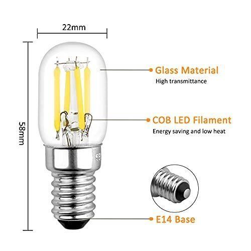 Ampoule LED T22 E14 3W Blanc Chaud 2700K Pour Frigo, 250LM, AC 230V, Équivalent À Halogène E14 25W, E14 Petite Filament Retro LED
