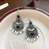 Retro Tibetan Red & Blue Floral Tassel Ear Hooks: Ethnic Style Niche Earrings for Women, Personalized Trendy Accessories
