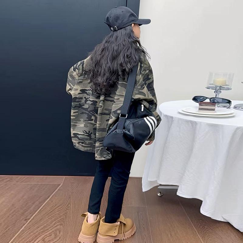 Girls' Camouflage Shirt Jacket: 2025 Spring/Autumn Fashion for Medium & Large Children