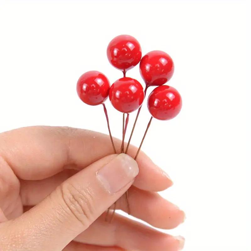 1000/50x Mini Artificial Berries Red Fake Berry Cherry Stamen for Christmas DIY Floral Wreath Ornament New Year Party Home Decor