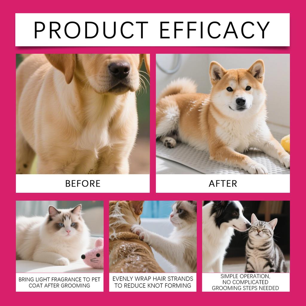 Pet Detangling Spray Hair Conditioner Leave-In Anti Static Dematting Soften Coat for All Hair Types Dog Cat Care Grooming Spray