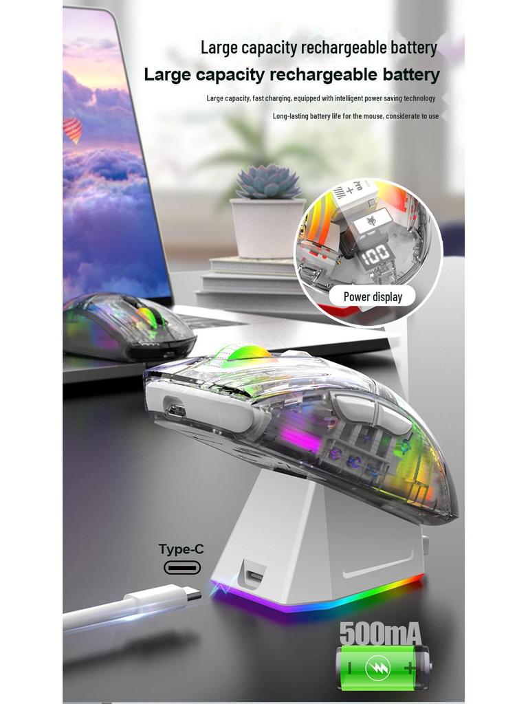 Xuanyinhu XYH20proRGB Wireless Bluetooth Transparent Gaming Mouse with Screen Charger