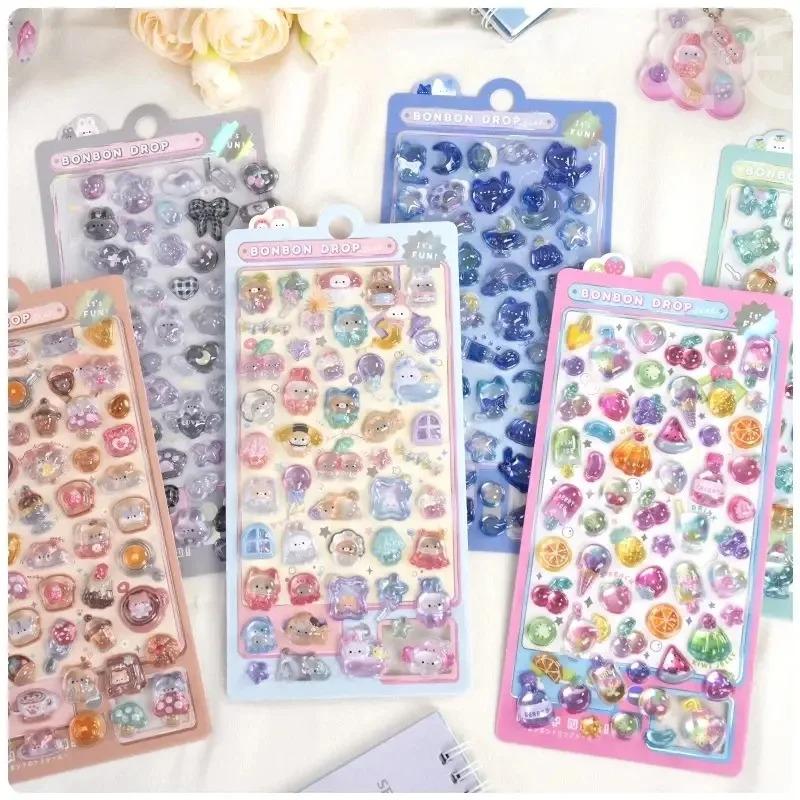 Funny Sweet Furit Ice Cream Pets Drop 3D Relief Sticker Scrapbooking Diy Diary Decor Journaling Stationery Kawaii Stickers