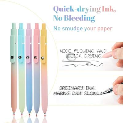 5Pcs Rainbow Minimalist Press Type Quick Drying Carbon Gel Pens Set For Students,Nurse,Bible Journal Supplies Office Accessories