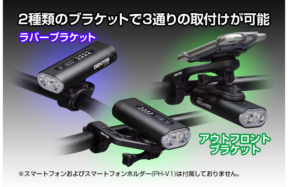 GENTOS Bike USB ANSI Maximum 1000 Hours of AX-P2R Light, Rechargeable, Compliant, Lumens, 1.5-13 Operation, Water-Resistant