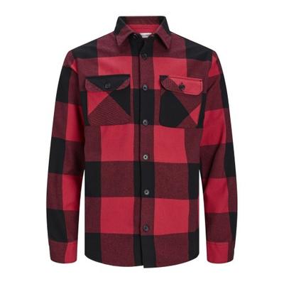 Jack And Jones Mens Buffalo Check Flannel Long-Sleeved Overshirt