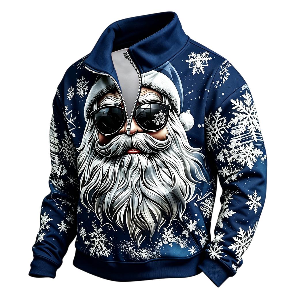 Men's Casual Long Sleeve Full-Zip Sweatshirt with Stand Collar Athletic Top