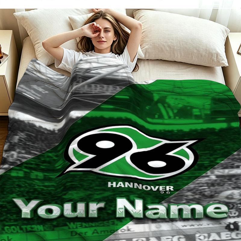 1PC Hannover 96 Custom Name Patterned Flannel Blanket Suitable For All Seasons for Home Decor Warmth and Comfort Gifts Holiday Present