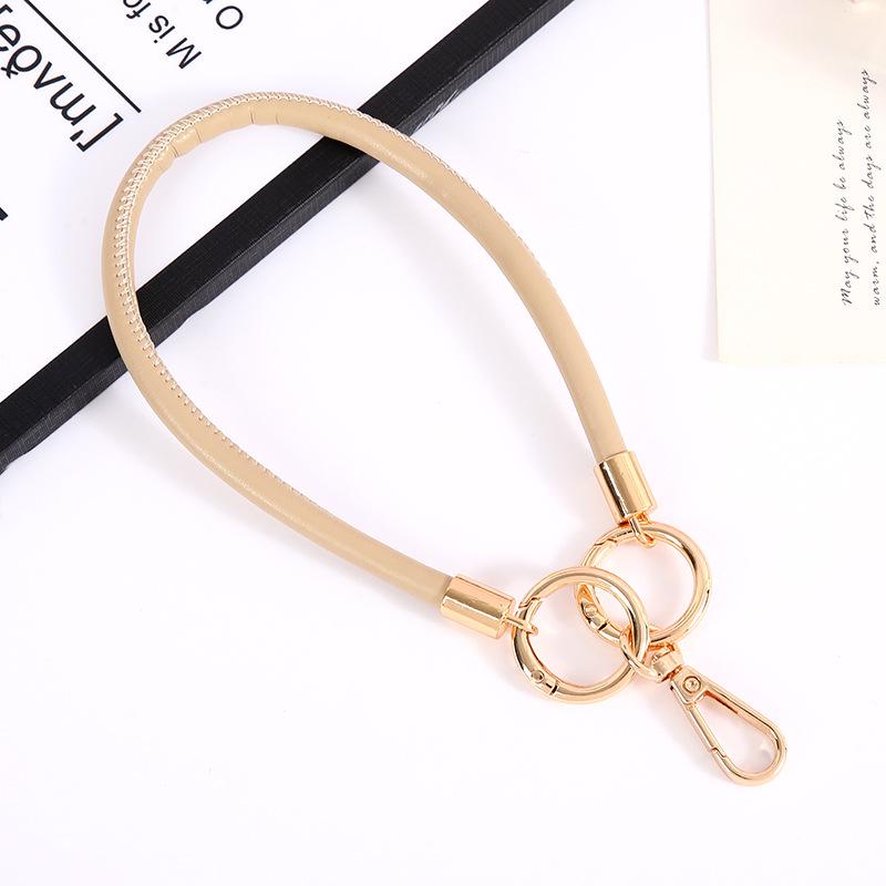 Trendy 6mm Leather Cord Keychain: Fashionable Wrist Strap Mobile Phone Lanyard