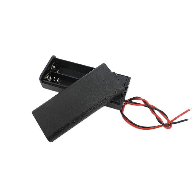 10pcs 2 Slot Port AAA Battery Holder Case Box with Leads with ON/OFF Switch Cover Standard Battery Container