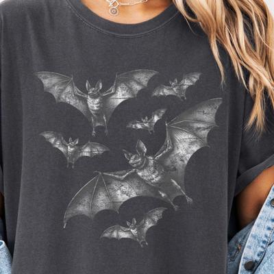 Bat Retro Goth TShirt Vintage Grunge Style Bat Shirt For Halloween Party Spooky Vibes Witchy Dark Academia Comfort Colors Oversized Shirt