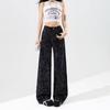 Spring Summer Bling Full Star Wrinkle Resistant Four Way Stretch Drape Micro Flare Wide Leg Denim Pants For Women Casual Pants Oversize Denim Trousers