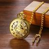 Antique Gold Skeleton Automatic Pocket Watch: Roman Analog Display, Waterproof Pendant Watch with Chain, Gold - Perfect Gift for Birthdays, Anniversar