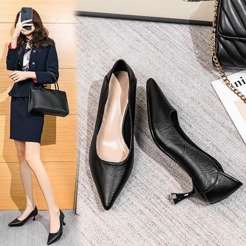 High Heels Women's Spring Summer New Commuter Pointed Stiletto Professional Work Shoes Not Tired Feet Single Shoes