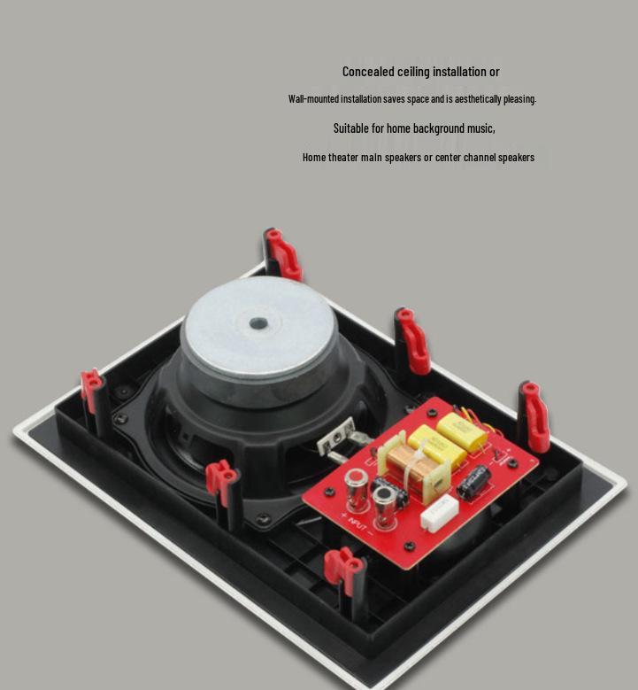 6.5" Square Fixed-Resistance Ceiling Speaker with Self-Suction Grille for Home Theater